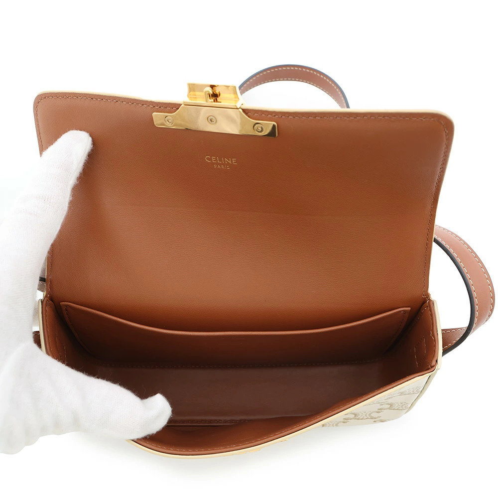 Celine Triomphe Claude Shoulder Bag Hobo White - Picture 5 of 12